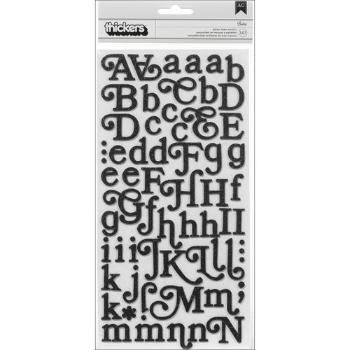 Soho Garden Thickers Alphabet Stickers 5.5"X11" 147/Pkg-Glitter Foam Boho/Black - 53423