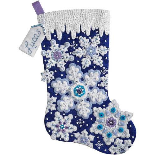 Bucilla Felt Stocking Applique Kit 18" Long-Sparkle Snowflake 86709