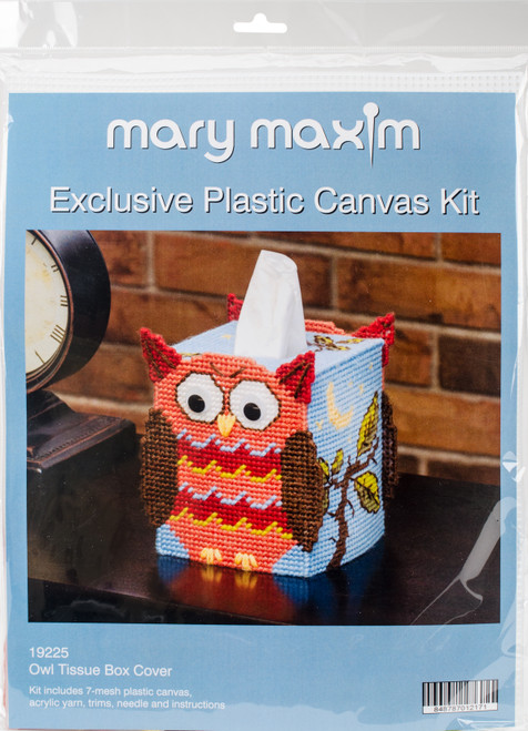 Mary Maxim Plastic Canvas Tissue Box Kit 5"-Owl (7 Count) 19225 - 848787012171