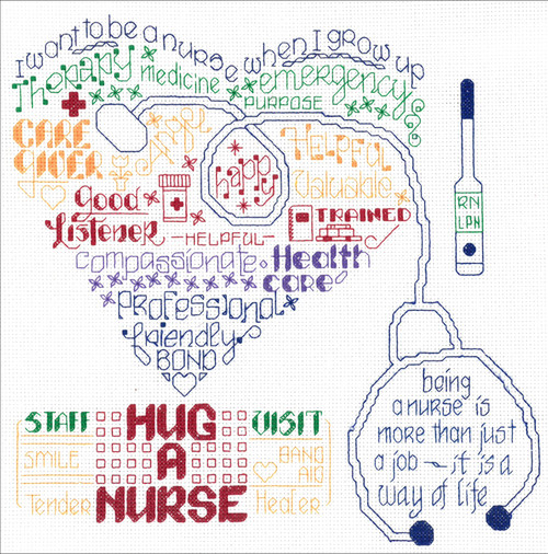 Imaginating Counted Cross Stitch Kit 10"X10"-Let's Hug A Nurse (14 Count) I3154