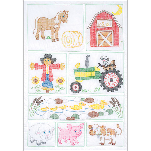 Jack Dempsey Stamped White Quilt Crib Top 40"X60"-Barn 4060 887
