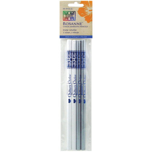 Roxanne Water-Soluble Chalk Marking Pencils 4/Pkg-2 Each White & Silver RX-BPEN-M - 091955060737