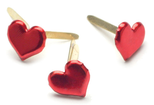 Creative Impressions Painted Metal Paper Fasteners 50/Pkg-Hearts Metallic Red CI90315 - 871097003157