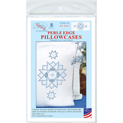 Jack Dempsey Stamped Pillowcases W/White Perle Edge 2/Pkg-XX Star 1600 54 - 013155850543