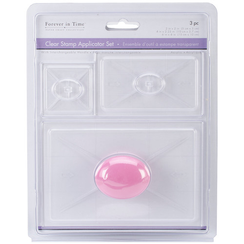 Multicraft Clear Stamp Applicators 3/Pkg W/Handle-2"X2", 4"X2.25" & 6"X4" MCS002 - 775749138047