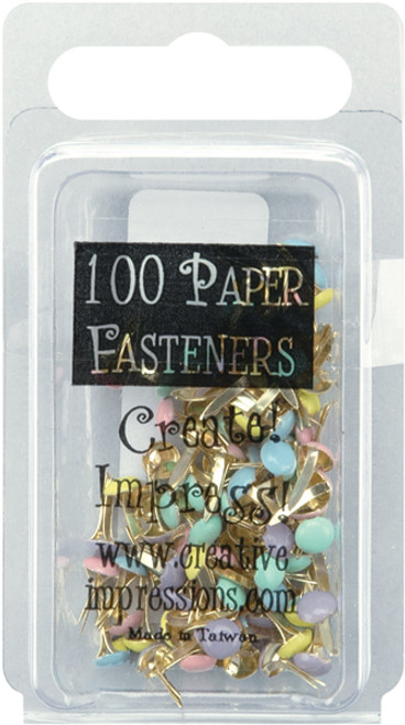 Creative Impressions Mini Metal Paper Fasteners 3mm 100/Pkg-Round - Pastel - CI90192 - 871097001924