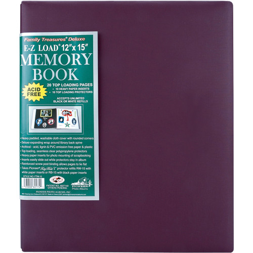 Pioneer Family Treasures Fabric Post Bound Album 12"X15"-Rich Bordeaux FTM15-60271 - 023602602717