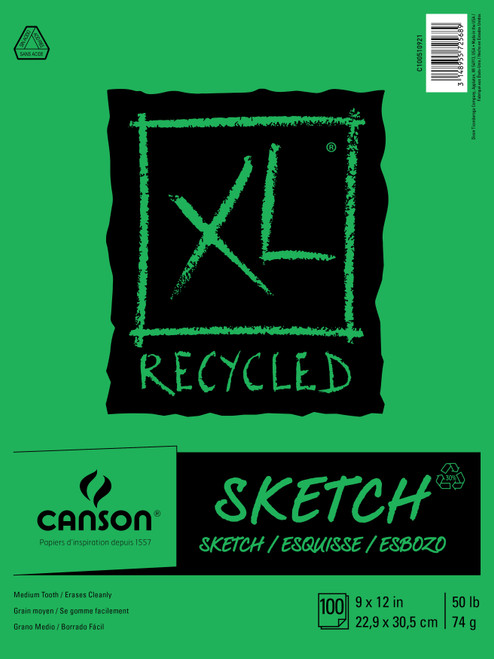 Canson XL Recycled Sketch Paper Pad 9"X12"-100 Sheets - 702-2411 - 31489557256893148955725689