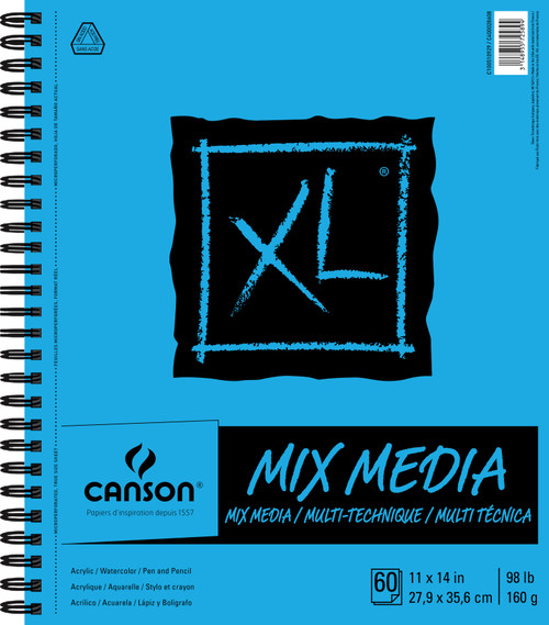 Canson XL Spiral Multi-Media Paper Pad 11"X14"-60 Sheets CMM22421 - 31489557258943148955725894