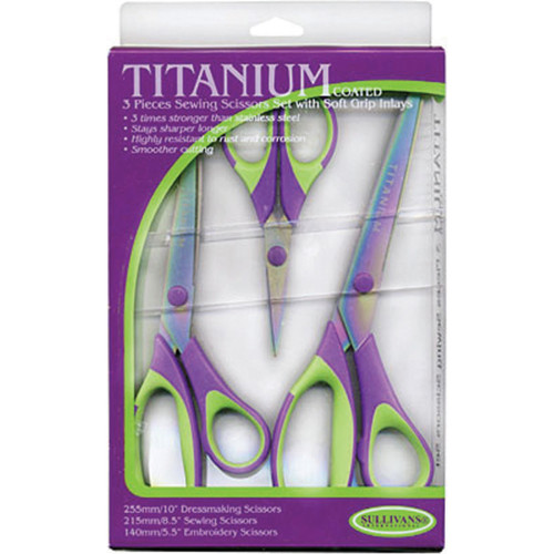 Sullivans Titanium Scissors 3/Pkg-Purple/Green 15007 - 739301150076