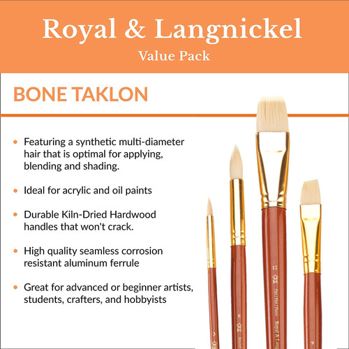 Royal & Langnickel(R) Bone Taklon Value Pack Brush Set-12/Pkg RSET9317