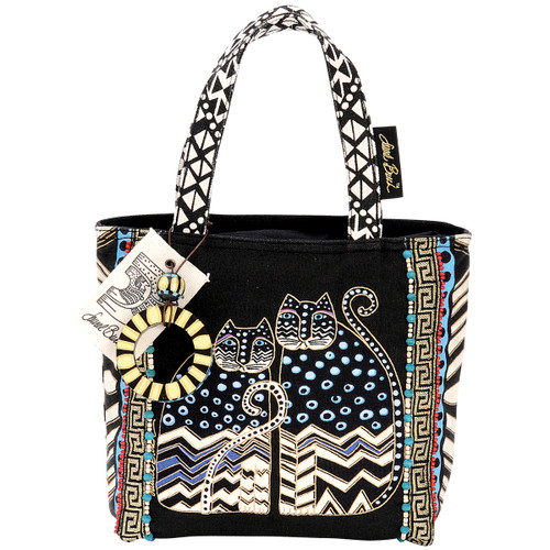 Laurel Burch Medium Tote Zipper Top 9"X9"X3"-Spotted Cats - LB4314 - 651462063814