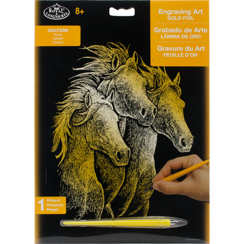 Gold Foil Engraving Art Kit 8"X10"-Horses -GOLDFL-20 - 090672036711