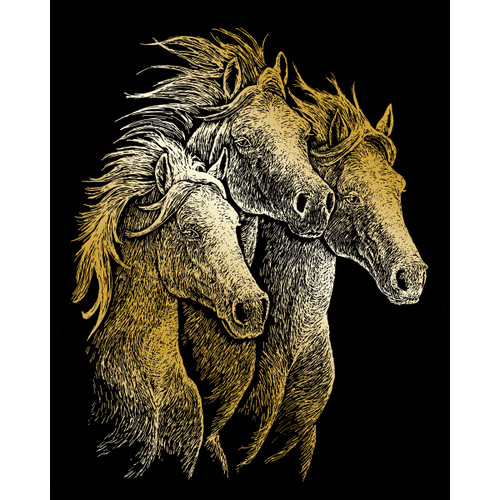 Royal & Langnickel(R) Gold Foil Engraving Art Kit 8"X10"-Horses GOLDFL-20