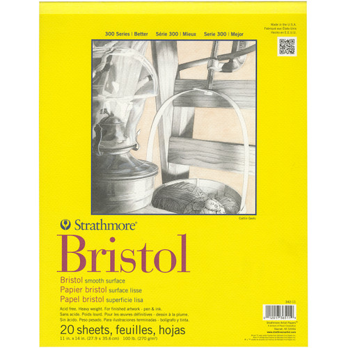 Strathmore Bristol Smooth Paper Pad 11"X14"-20 Sheets - 342110 - 012017365119