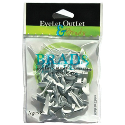 Eyelet Outlet Round Brads 8mm 40/Pkg-White BRD8MM-292B - 810787020111