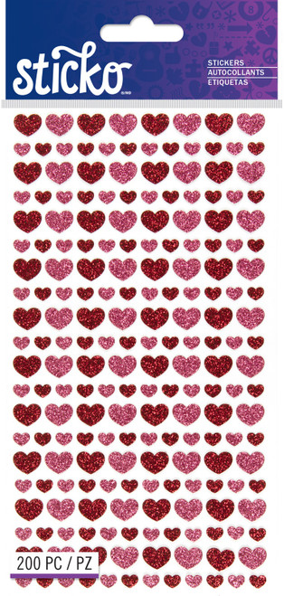 Sticko Stickers-Glitter Hearts E5200412 - 015586868845