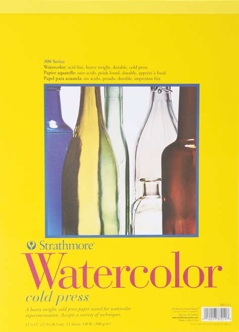Strathmore Watercolor Paper Pad 11"X15"-12 Sheets - 360-11 - 012017372117