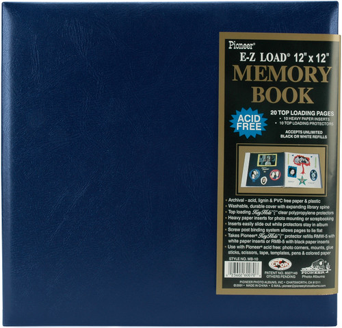 Pioneer Leatherette Post Bound Album 12"X12"-Navy MB10-60100 - 023602601000