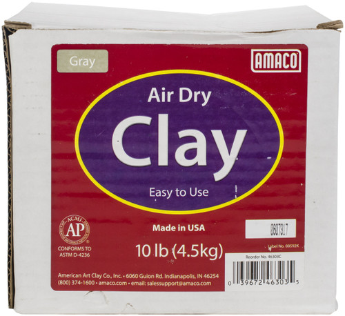 Amaco Air-Dry Modeling Clay 10lb-Gray 4630-3C - 039672463035