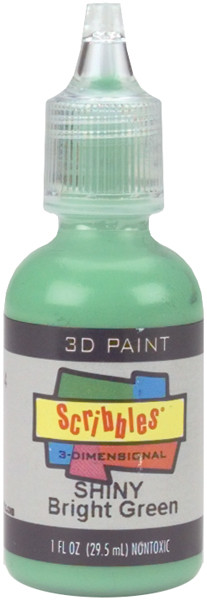 Scribbles 3D Fabric Paint 1oz-Shiny - Bright Green - SC-1-134 - 017754541345