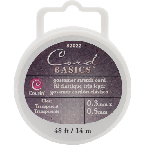 Cousin Cord Basics Gossamer Stretch Cord .5mmX48'-Clear 32022 - 016321489837