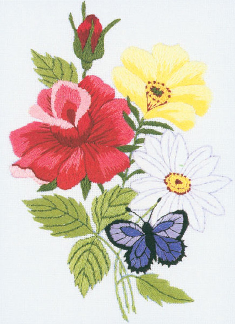 Janlynn Embroidery Kit 5"X7"-Butterfly & Floral-Stitched In Floss - 4-0853 - 049489048530