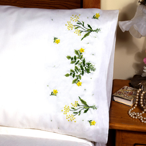 Tobin Stamped For Embroidery Pillowcase Pair 20"X30"-Buttercups - 232011