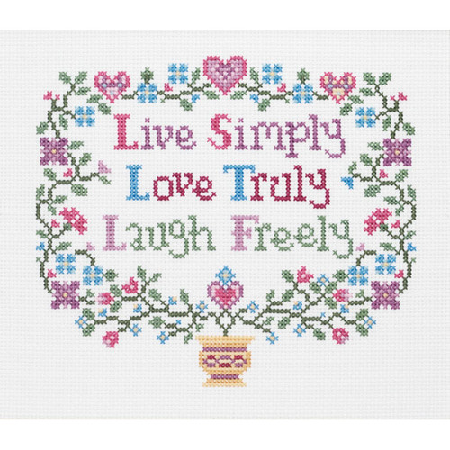 Janlynn Counted Cross Stitch Kit 8"X7"-Live, Laugh, Love (14 Count) - 93-0357 - 049489933577 Janlynn Counted Cross Stitch Kit 8"X7"-Live, Laugh, Love (14 Count) - 93-0357 - 049489933577
