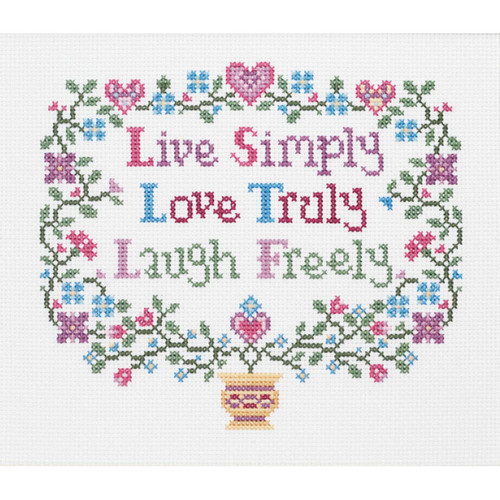 Janlynn Counted Cross Stitch Kit 8"X7"-Live, Laugh, Love (14 Count) 93-0357 - 049489933577