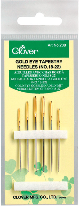 Clover Gold Eye Tapestry Needles-Size 18/22 6/Pkg - 238-18/22 - 051221403187