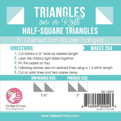 It's Sew Emma Half-Square Triangles On A Roll-50' 5" Finished Size - H500 It's Sew Emma Half-Square Triangles On A Roll-50' 5" Finished Size - H500