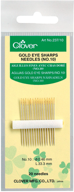 Clover Gold Eye Sharps Needles-Size 10 20/Pkg 237-10 - 051221403170