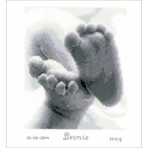 Vervaco Counted Cross Stitch Kit 7"X8"-Baby Feet Birth Record (18 Count) - V0149170 Vervaco Counted Cross Stitch Kit 7"X8"-Baby Feet Birth Record (18 Count) - V0149170