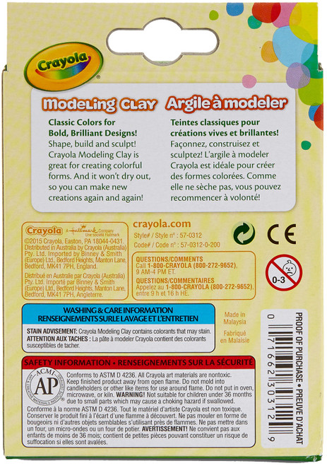 Crayola Modeling Clay .6oz 8/Pkg-Basic 57-03-12