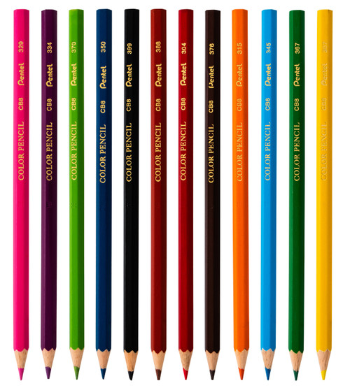 Pentel Arts Colored Pencils 12/Pkg-Assorted Colors CB8-12