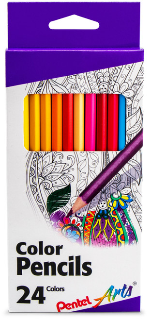 Pentel Arts Colored Pencils 24/Pkg-Assorted Colors CB8-24 - 072512245651