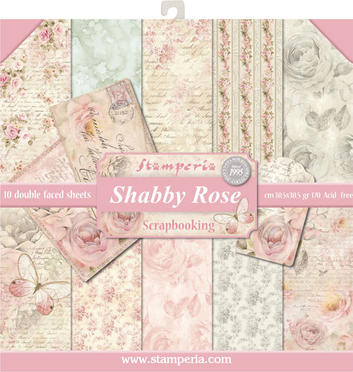 Stamperia Double-Sided Paper Pad 12"X12" 10/Pkg-Shabby Rose, 10 Designs/1 Each - SBBL12 Stamperia Double-Sided Paper Pad 12"X12" 10/Pkg-Shabby Rose, 10 Designs/1 Each - SBBL12