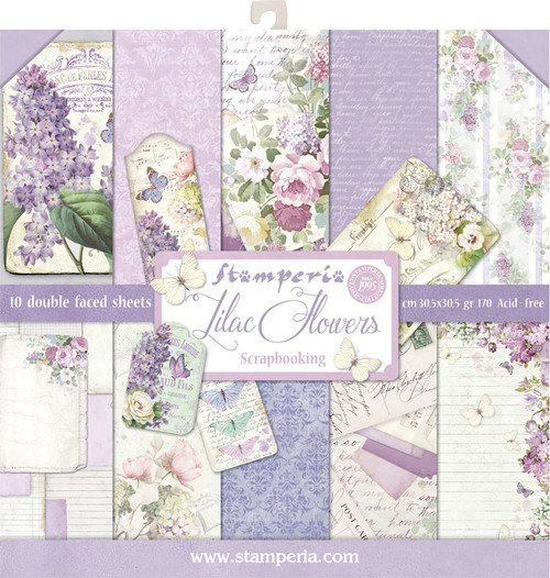 Stamperia Double-Sided Paper Pad 12"X12" 10/Pkg-Lilac, 10 Designs/1 Each - SBBL21 - 80242739707708024273970770