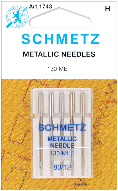 Schmetz Metallic Machine Needles-Size 12/80 5/Pkg -1743 - 036346317434