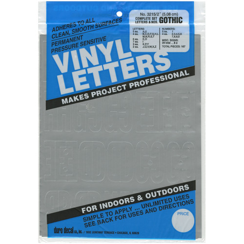 Duro Permanent Adhesive Vinyl Letters & Numbers 2" 167/Pkg-Silver D3215-SILVR - 029211321582