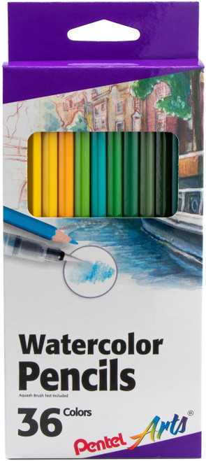 Pentel Arts Watercolor Pencils 36/Pkg-Assorted Colors CB936 - 072512266168