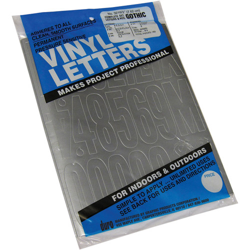 Duro Permanent Adhesive Vinyl Letters & Numbers 3" 160/Pkg-Silver - D3216-SILVR