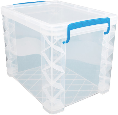 Storage Studios Super Stacker File Box-14.5"X10.5"X11.25" Clear/Blue Handles - SS36872
