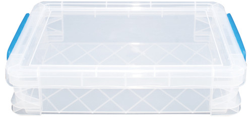 Storage Studios Super Stacker Doc Box-14.5"X10.5"X3.38" Clear/Blue Handles - SS36873