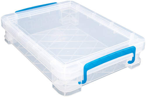 Storage Studios Super Stacker Doc Box-14.5"X10.5"X3.38" Clear/Blue Handles - SS36873 Storage Studios Super Stacker Doc Box-14.5"X10.5"X3.38" Clear/Blue Handles - SS36873