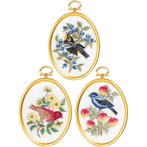 Janlynn Embroidery Kit 3"x4" Set Of 3-Feathers & Flora-Stitched In Floss - 4-0862 Janlynn Embroidery Kit 3"x4" Set Of 3-Feathers & Flora-Stitched In Floss - 4-0862