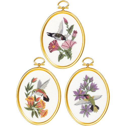 Janlynn Embroidery Kit 3"X4" Set of 3-Hummingbirds-Stitched In Floss - 4-0864 Janlynn Embroidery Kit 3"X4" Set of 3-Hummingbirds-Stitched In Floss - 4-0864