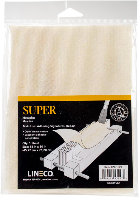 Lineco Super Bookbinding Material-Open Weave Cotton 18"X30" - 8701021 - 099295532570