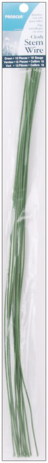 Panacea Cloth Covered Stem Wire 18 Gauge 18" 12/Pkg-Green - 581818 - 093432818183